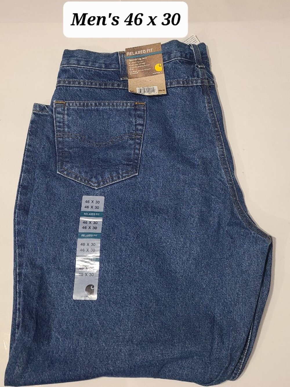 Carhartt Relaxed Fit Tapered Leg Men's Denim Jeans Size 46 x 30 NWT